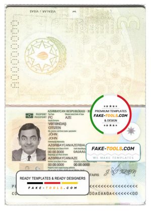 Azerbaijan passport template in PSD format, fully editable