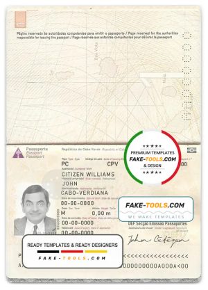 Cabo Verde passport template in PSD format, fully editable | fake tools