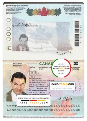 Canada Passport template in PSD format, fully editable (2010 – present)