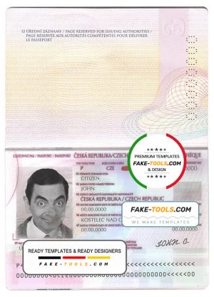 Czech passport template in PSD format, fully editable