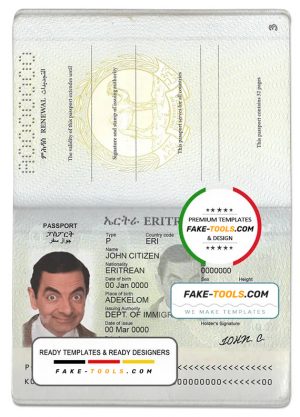 Eritrea passport template in PSD format, fully editable