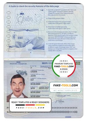 Estonia passport template in PSD format, fully editable (2007 – 2014)
