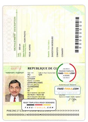 Guinea passport template in PSD format