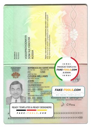 Guinea-Bissau passport template in PSD format, fully editable