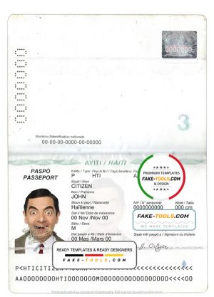 Haiti passport template in PSD format