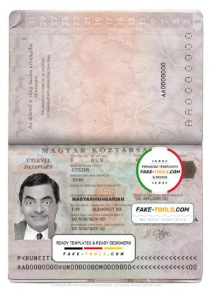 Hungary passport template in PSD format