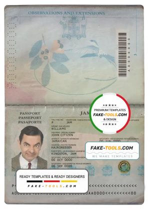 Jamaica passport template in PSD format, fully editable