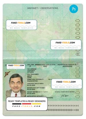 Kazakhstan passport template in PSD format, fully editable (2009 – present)