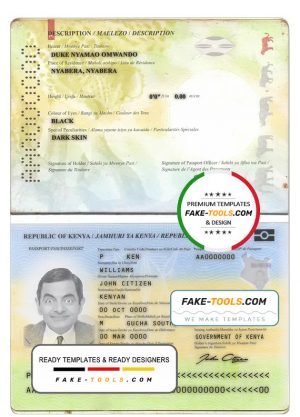 Kenya passport template in PSD format, fully editable (2017 – present)