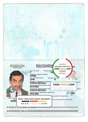 Kyrgyzstan passport template in PSD format