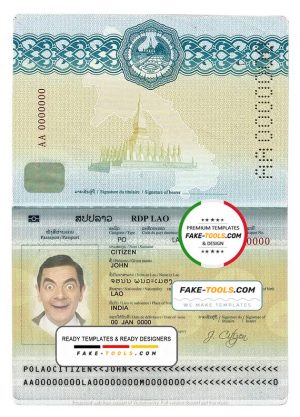 Laos passport template in PSD format