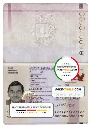 Latvia passport template in PSD format, fully editable (2007 – 2015)