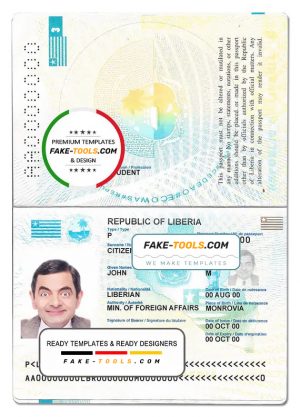 Liberia passport template in PSD format, fully editable