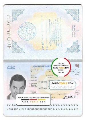 Libya passport template in PSD format, fully editable