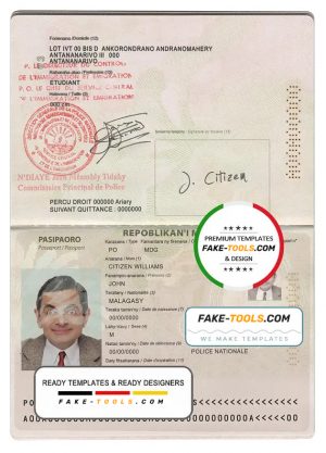 Madagascar passport template in PSD format, fully editable