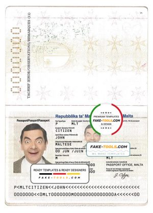 Malta passport template in PSD format