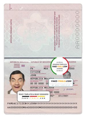 Moldova passport template in PSD format, fully editable (2014 – present)