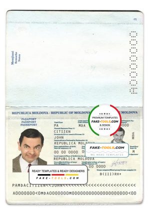 Moldova passport template in psd format, fully editable, with all fonts