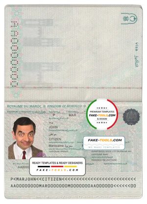 Morocco passport template in PSD format