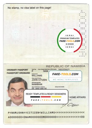 Namibia passport template in PSD format, fully editable