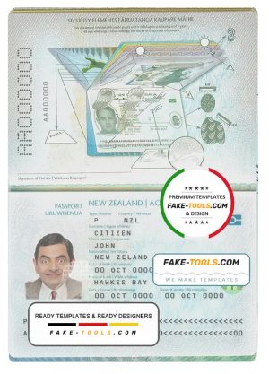 New Zealand passport template in PSD format, fully editable (2005 – present)