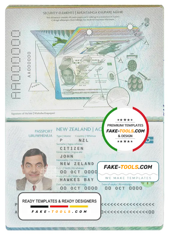 New Zealand Passport Template In Psd Format Fully Editable 2005 Present Fake Tools 0520
