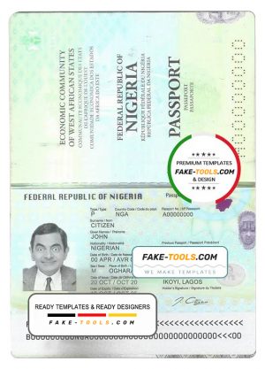 Nigeria passport template in PSD format, fully editable (2017 – present)