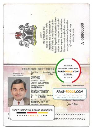 Nigeria passport template in PSD format