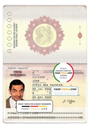 Papua New Guinea passport template in PSD format
