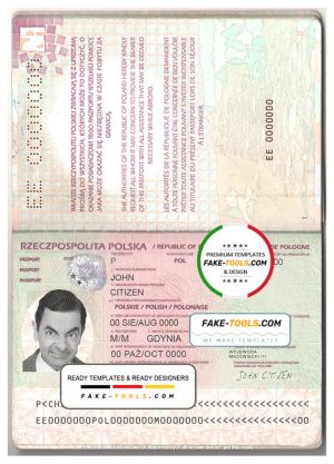 Poland passport template in PSD format, fully editable