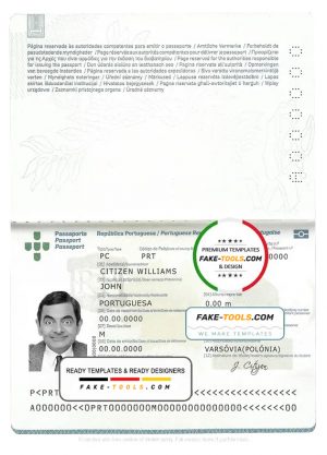 Portugal passport template in PSD format