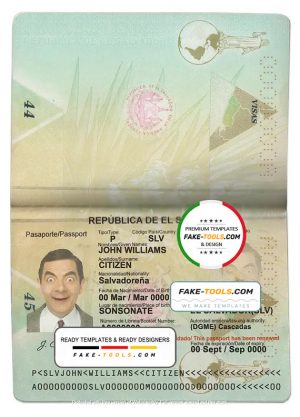 Salvador passport template in PSD format, fully editable