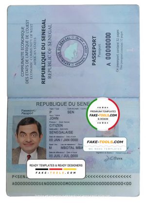 Senegal passport template in PSD format, fully editable