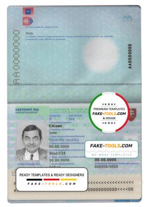 Slovakia passport template in PSD format, fully editable