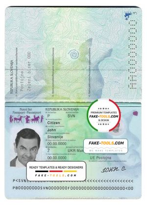 Slovenia passport template in PSD format, fully editable