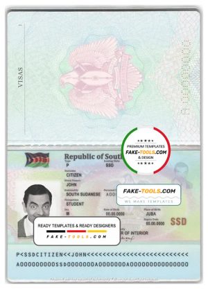 South Sudan passport template in PSD format, fully editable