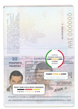 Spain passport template in PSD format, fully editable (till 2015)