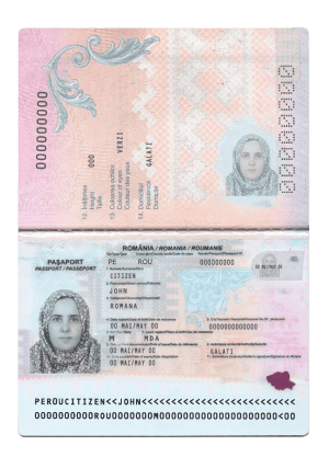 Romania passport template in PSD format
