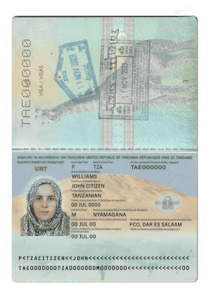 Tanzania passport template in PSD format, fully editable