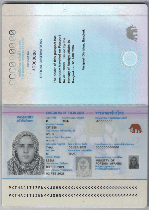 Thailand passport template in PSD format, fully editable
