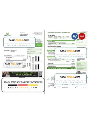 Australia Urban Utilities .doc and .pdf utility bill template