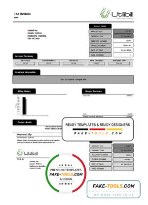 Australia Utilibill easy to fill template in Word and PDF format (.doc and .pdf)