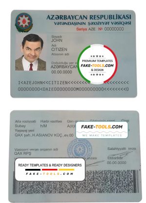 Azerbaijan driver license template in PSD format, fully editable, with all fonts