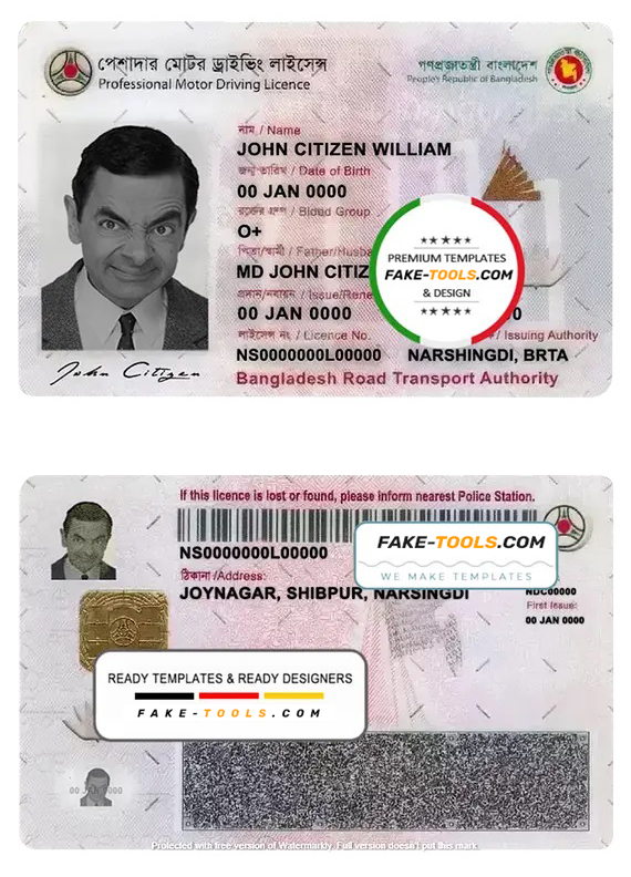 editable fake driving licence template