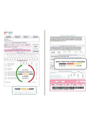 Brazil ENEL electricity utility bill template in Word and PDF format (2 pages)
