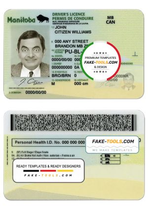 Canada Manitoba province driving license template in PSD format, fully editable