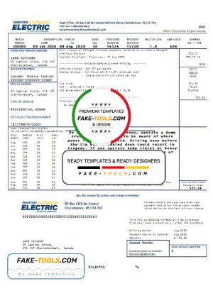 Canada Maritime Electric utility bill template in Word and PDF format