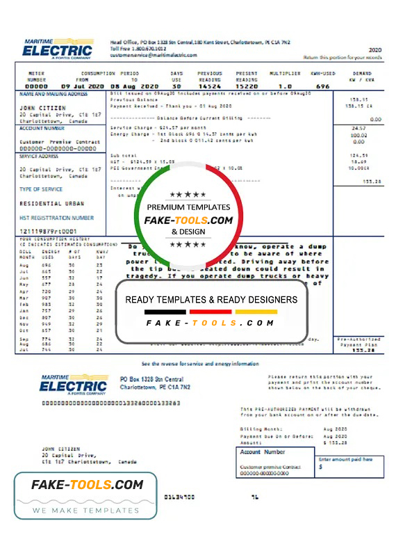 Canada Maritime Electric Utility Bill Template In Word And PDF Format 