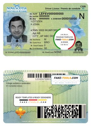 Canada Nova Scotia driving license template in PSD format, fully editable