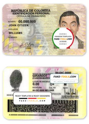 Colombia ID template in PSD format, fully editable (2010 – 2020)